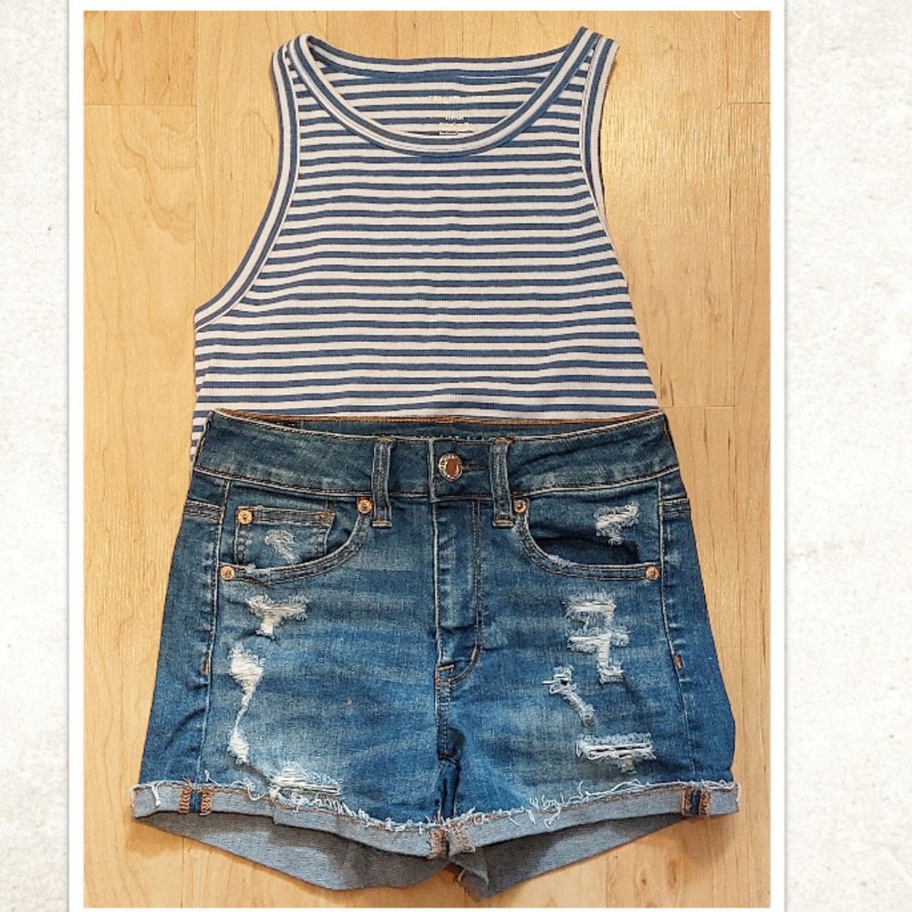 Women's Tank Top and Denim Shorts size 2 ~ American Eagle Outfitters